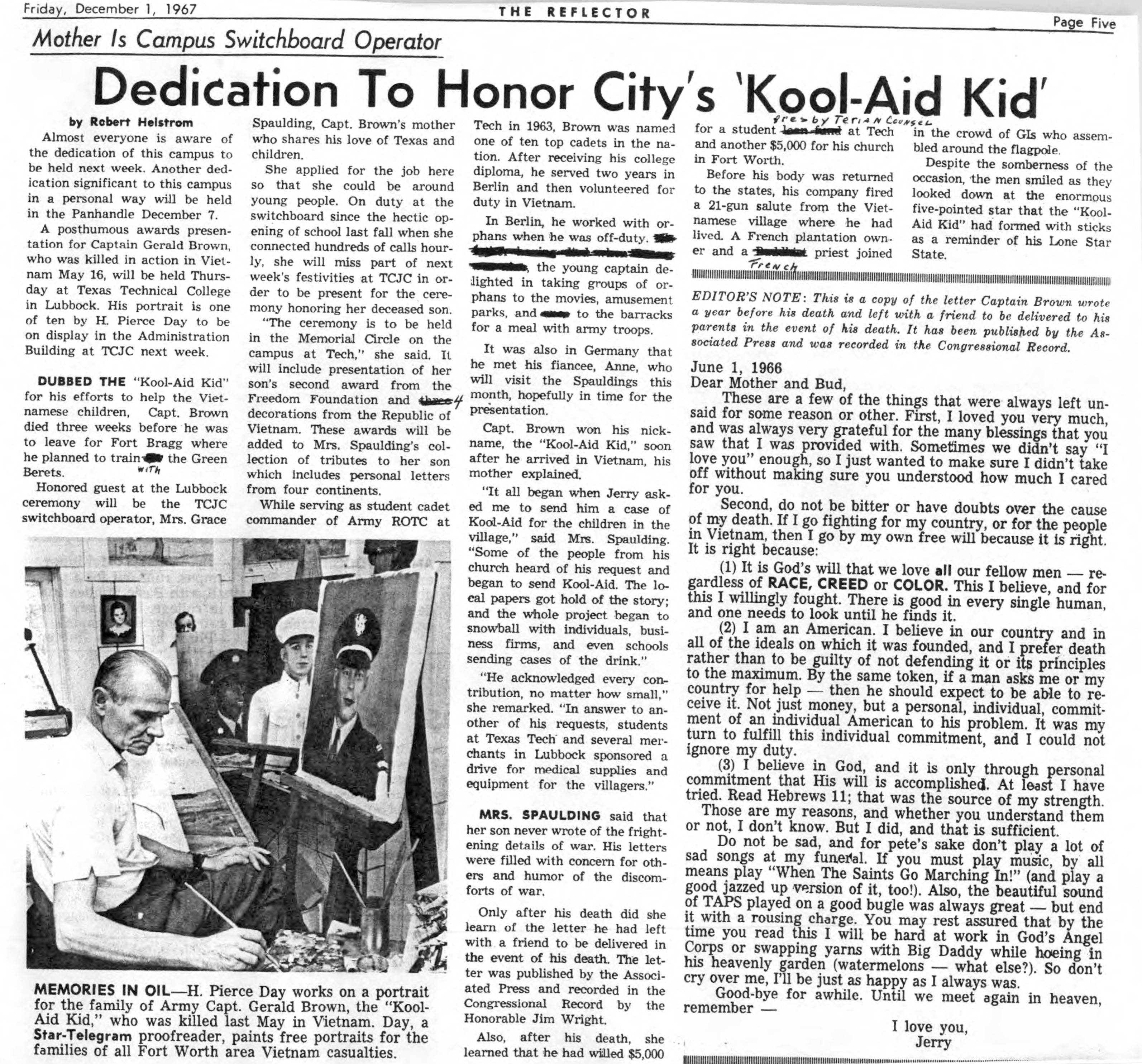 Article about Brown's death.