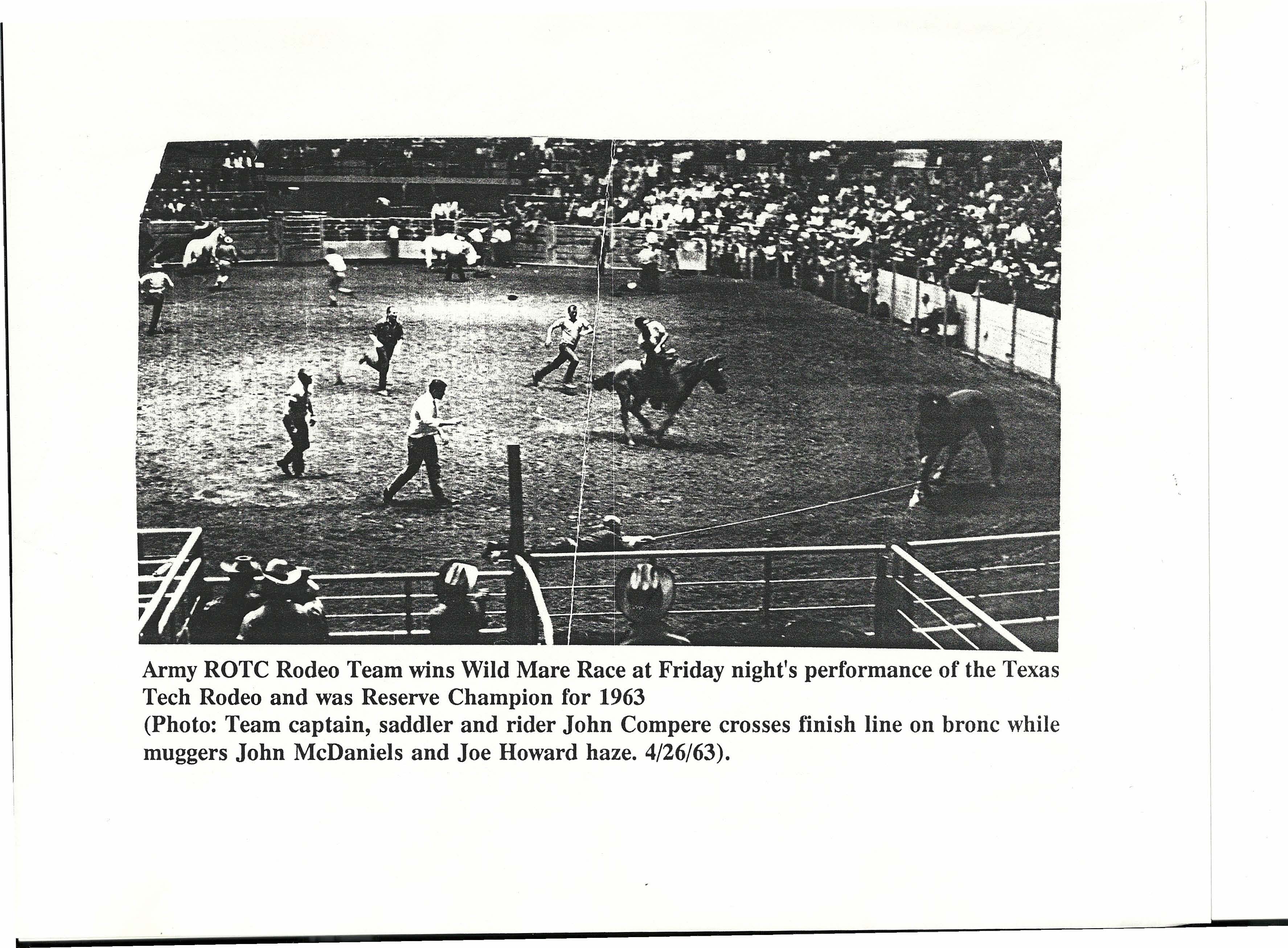 Compere competing in 1963 Texas Tech Rodeo