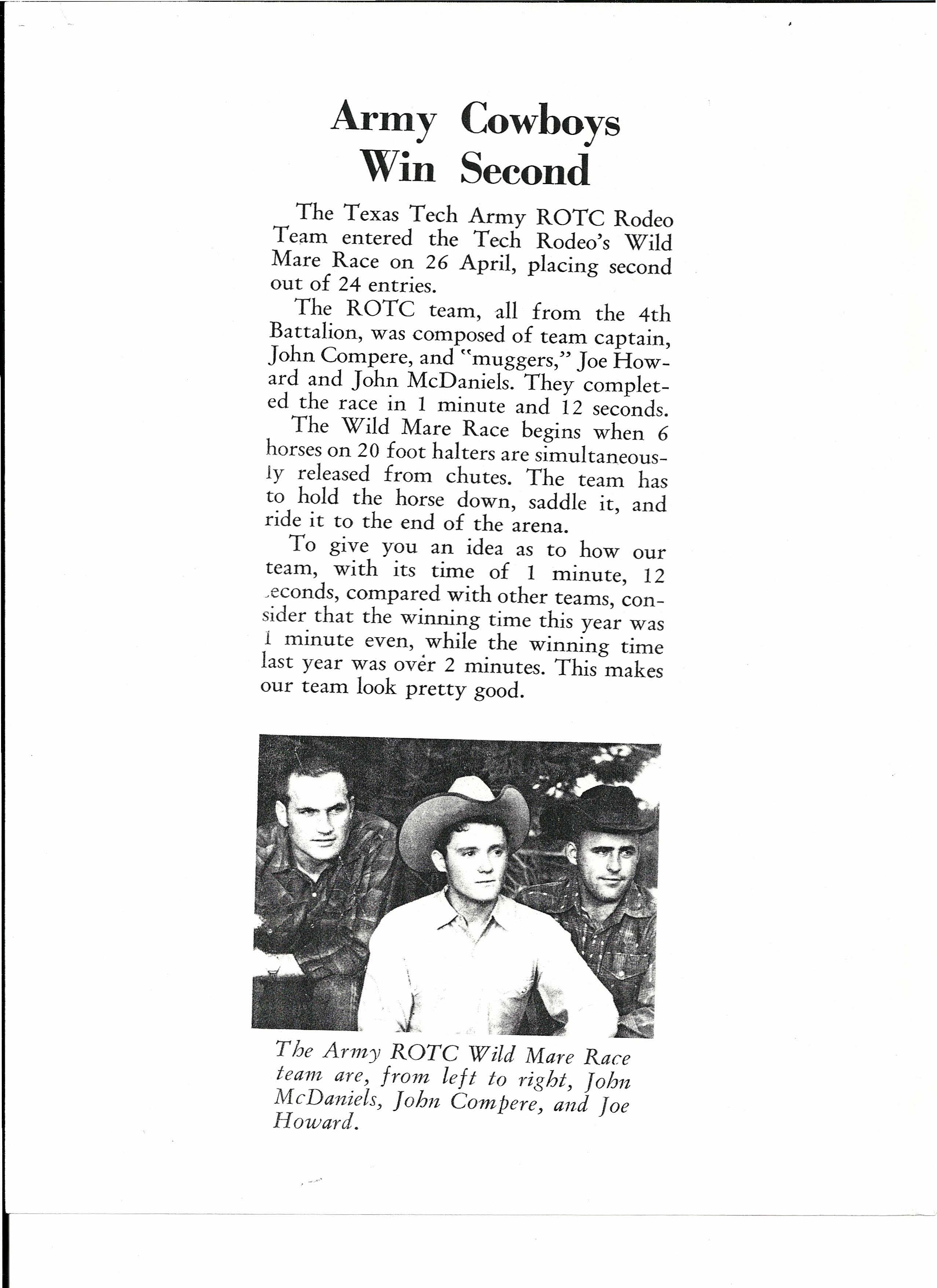 Compere and the Texas Tech Army ROTC Rodeo Team