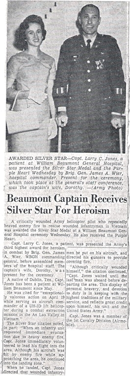 Article about Jones' Silver Star