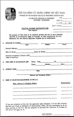 FVPPA Political Prisoner Registration Form