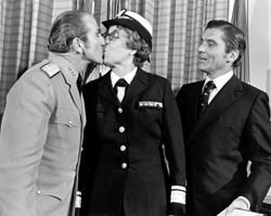 Admiral Zumwalt congratulates Rear Admiral Alene Duerk on her promotion