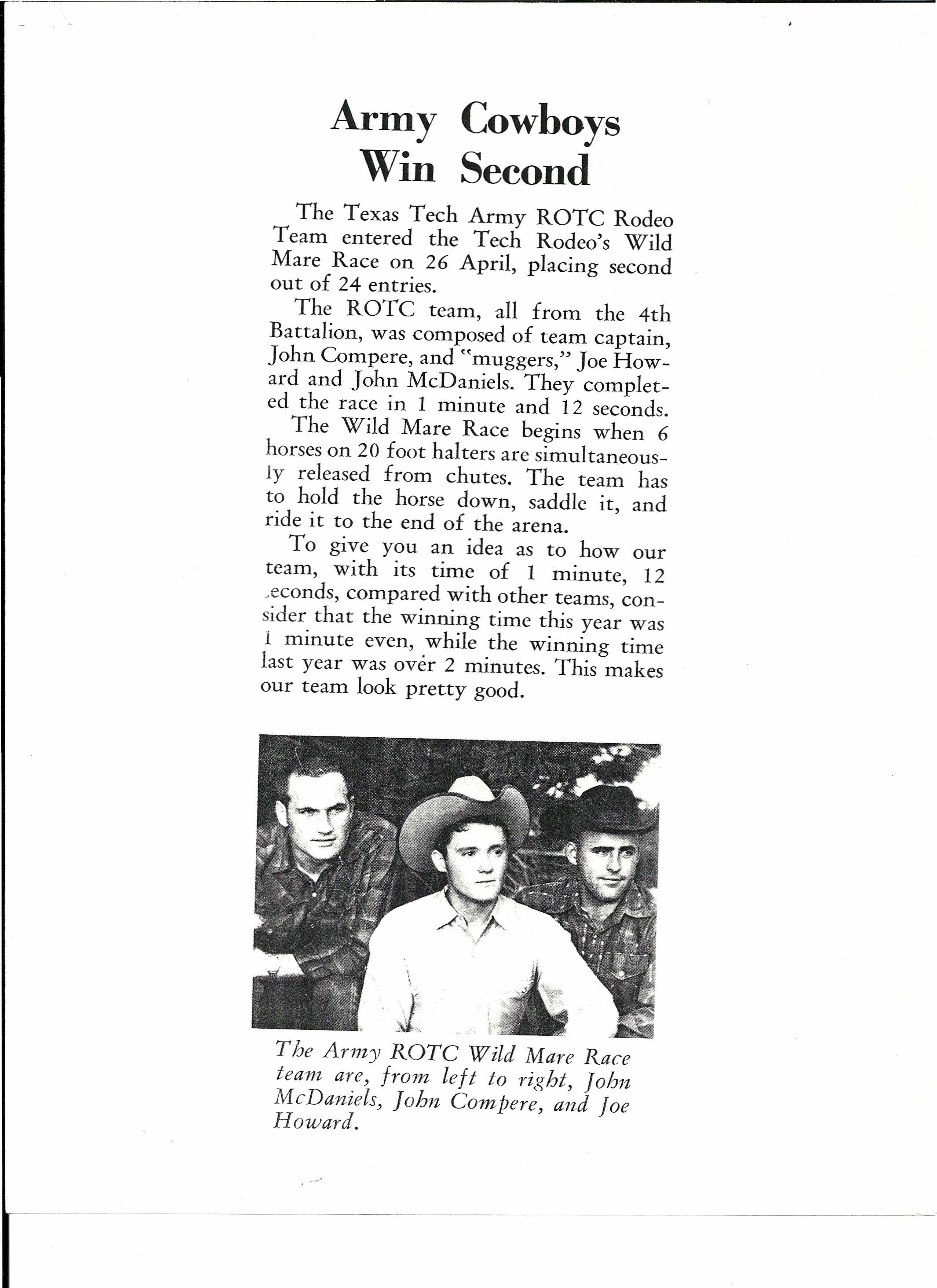 Compere and the Texas Tech Army ROTC Rodeo Team 