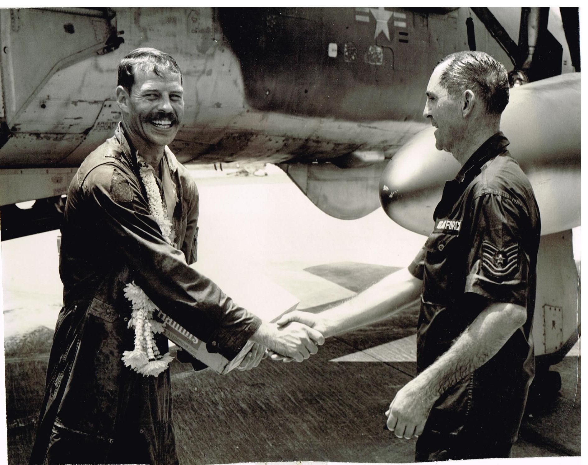 Captain William D. 'Bill' Scott after his 100th mission.  Korat Royal Thai Air Force Base. 