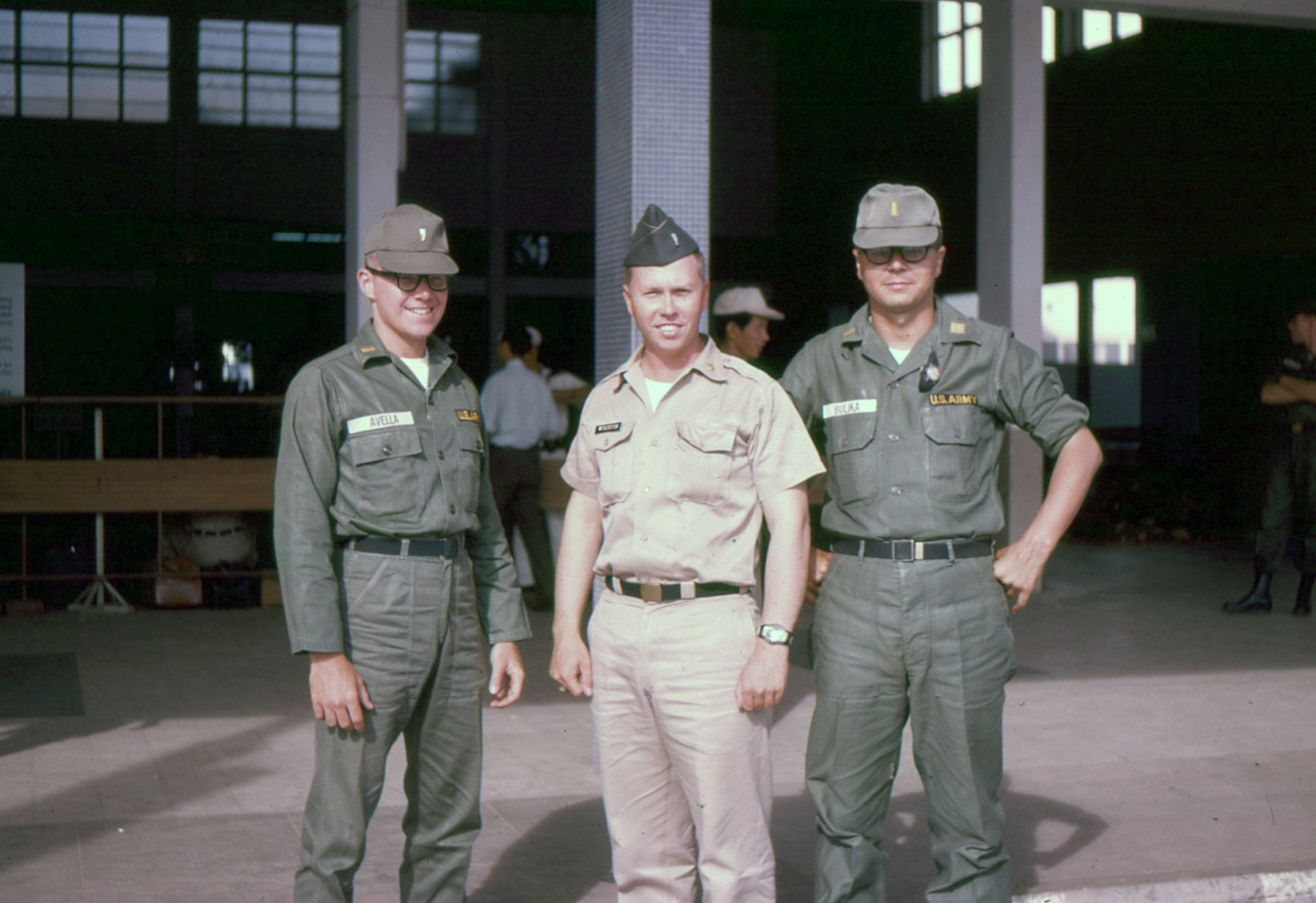 Jay Wiginton (center) at Tan Son Nhut Airport departing from Vietnam 