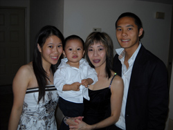 Mindy Elliott (Tran Thi Thanh My), Son: Trieu Luu, Daughter-in-law: Wendy, and Grandson